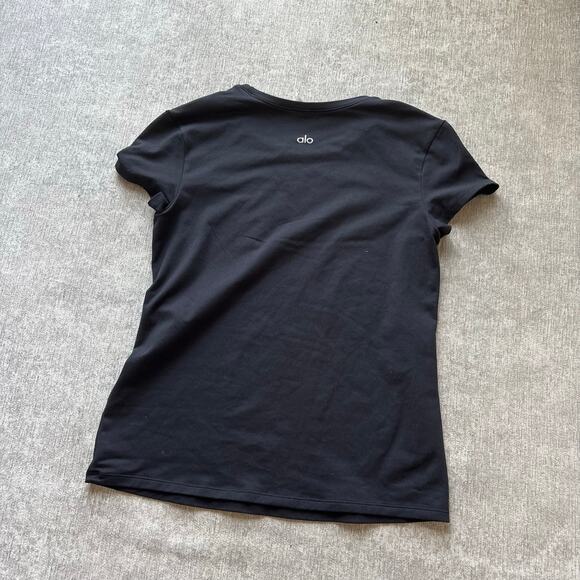 Alo Yoga Black Short Sleeve Finesse Top - Picture 3 of 4